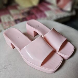 Pink Nicole Miller Block Heel Sandals